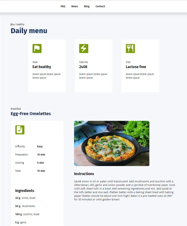 Healthy menu tailored to your needs